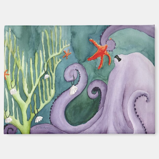 Unusual Holiday Animals: Octopus Magnet 3.5"x2.5" (Front)