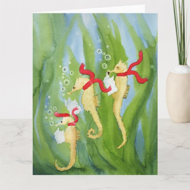 Unusual Holiday Animals: Seahorse Card 8.5"x11" (Front)