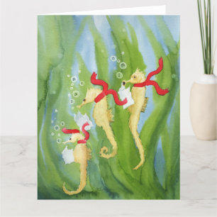 Unusual Holiday Animals: Seahorse Card 8.5"x11"