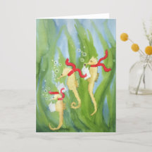 Unusual Holiday Animals: Seahorse Greeting Card A5