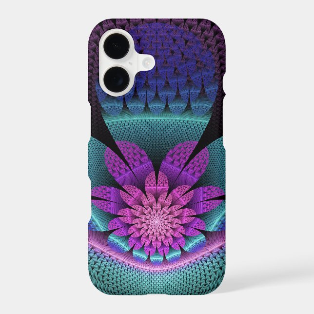 Unusual Patterned Colorful Fantasy Flower Fractal (Back)