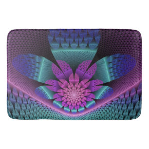 Unusual Patterned Colourful Fantasy Flower Fractal Bath Mat
