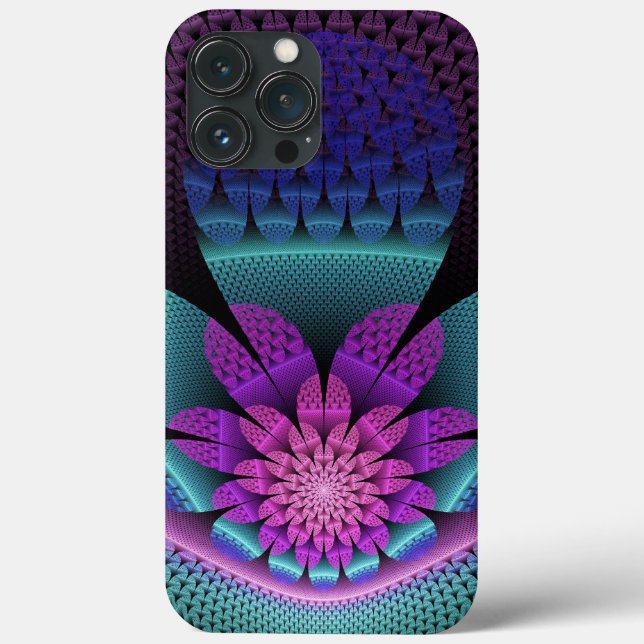 Unusual Patterned Colourful Fantasy Flower Fractal Case-Mate iPhone Case (Back)
