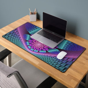 Unusual Patterned Colourful Fantasy Flower Fractal Desk Mat