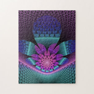 Unusual Patterned Colourful Fantasy Flower Fractal Jigsaw Puzzle