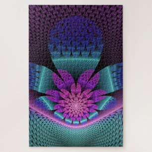 Unusual Patterned Colourful Fantasy Flower Fractal Jigsaw Puzzle