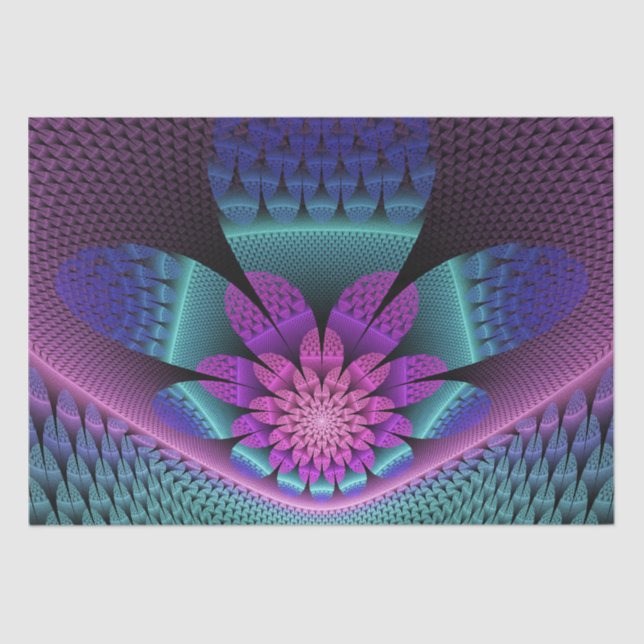 Unusual Patterned Colourful Fantasy Flower Fractal Tissue Paper (Front)
