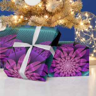 Unusual Patterned Colourful Fantasy Flower Fractal Wrapping Paper