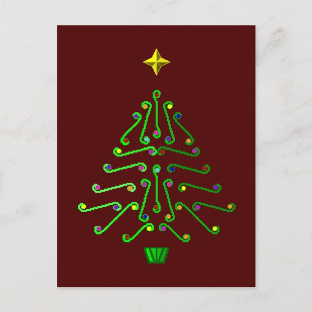 Unusual pixel art Christmas Tree Holiday Postcard (Front)