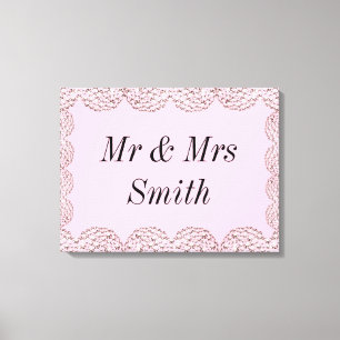 Unusual pretty personalised wedding canvas gift print