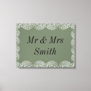 Unusual pretty personalised wedding canvas gift print