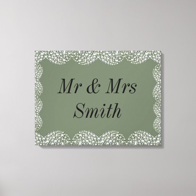 Unusual pretty personalised wedding canvas gift print (Front)
