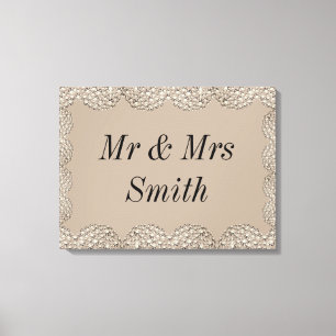 Unusual pretty personalised wedding canvas gift print
