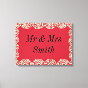 Unusual pretty personalised wedding canvas gift print