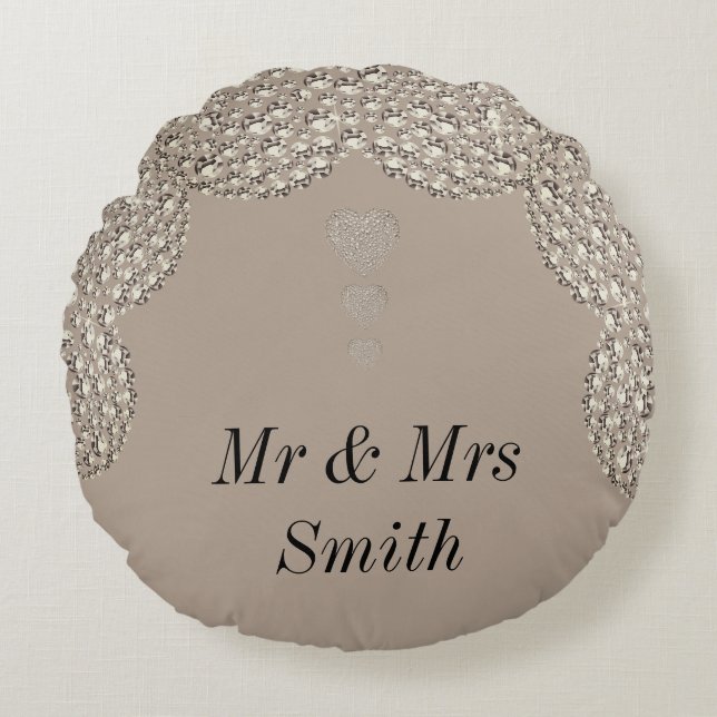 Unusual pretty personalised wedding gift pillow (Front)