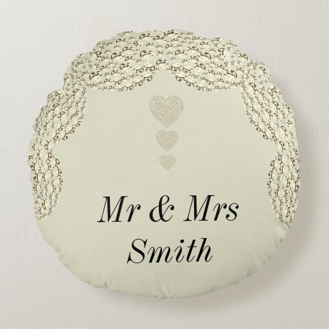 Unusual pretty personalised wedding gift pillow (Front)