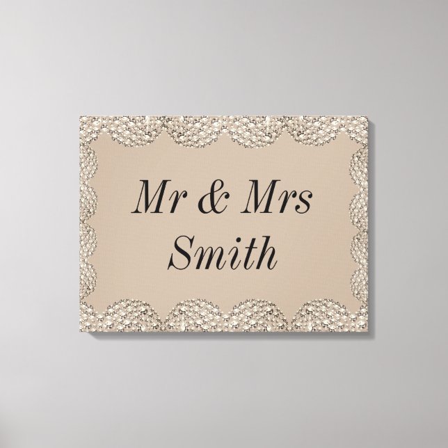 Unusual pretty personalized wedding canvas gift print (Front)