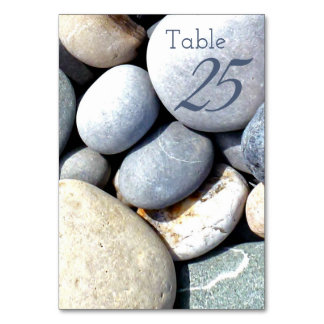 Unusual Stylish Rustic Informal Beach Pebbles Table Number
