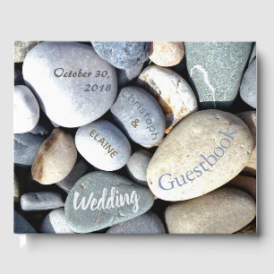 Unusual Stylish Rustic Pebbles Nature Wedding Guest Book
