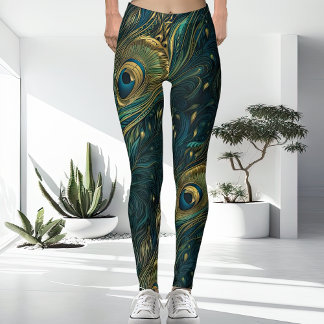 Unusual + Unique Highly Detailed Peacock Feather Leggings