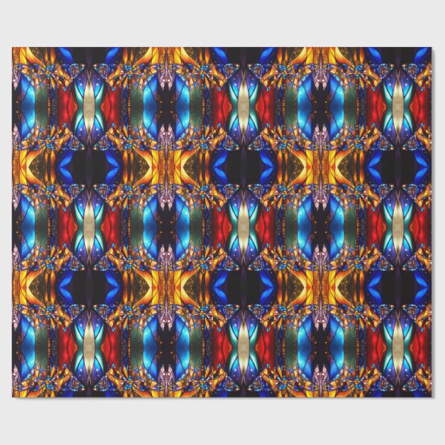 Unusual Vibrant Colorful Patterned Christmas Wrapping Paper (Flat)