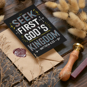 Unveiling Grace: Seek First, Gods Kingdom Postcard