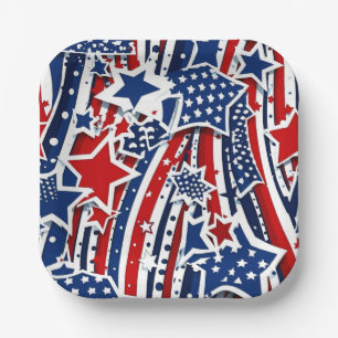 Unwavering Spirit – A Striking Patriotic Pattern Paper Plate