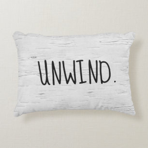 UNWIND Text On Birch Tree Decorative Cushion