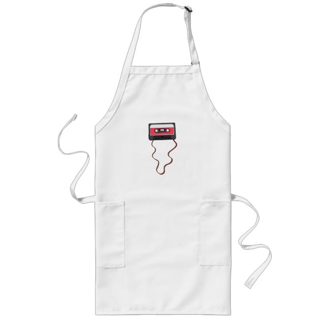 Unwound Cassette Tape Mixtape Retro Vintage Long Apron (Front)