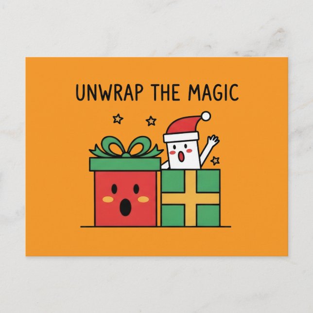 Unwrap the Magic Christmas Postcard (Front)