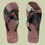 Unzipped Leather Personalised with Initials Jandals<br><div class="desc">These Unzipped Leather flip flops are a fun twist on faux leather! These flip flops design, inspired by rich brown leather and an unzipped brass zipper, have the look of fine leather with piping, stitching and multicolored patches. It's a unisex footwear that's sure to please anyone. Personalise with Initials. They...</div>