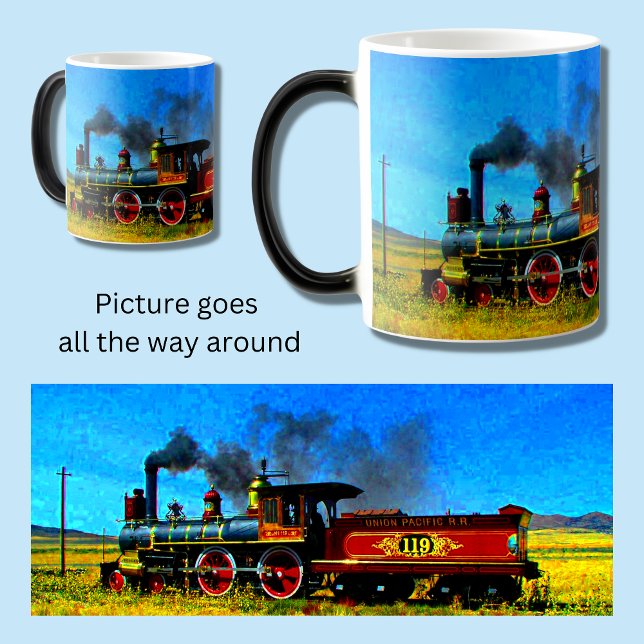 UP119 Steam Train Engine Locomotive Railroad Magic Mug (Creator Uploaded)