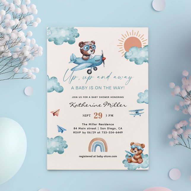 Up and Away Baby Shower Aviation | Aeroplane  Invitation (Creator Uploaded)