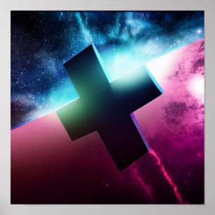 Up and Away Cross in Space Poster