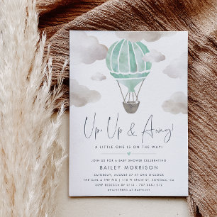 Up and Away   Hot Air Balloon Baby Shower Invitation
