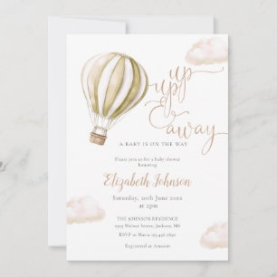 Up And Away Hot Air Balloon Neutral Baby Shower Invitation