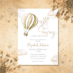 Up And Away Hot Air Balloon Neutral Baby Shower Invitation