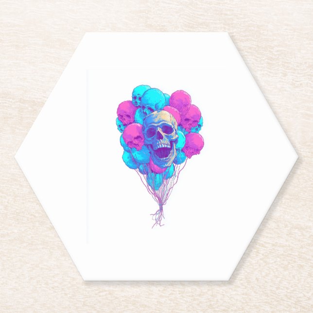 Up and Bone � Funny Floating Skull Paper Coaster (Front)