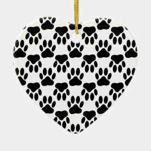 Up And Down Dog Paw Prints Ceramic Tree Decoration