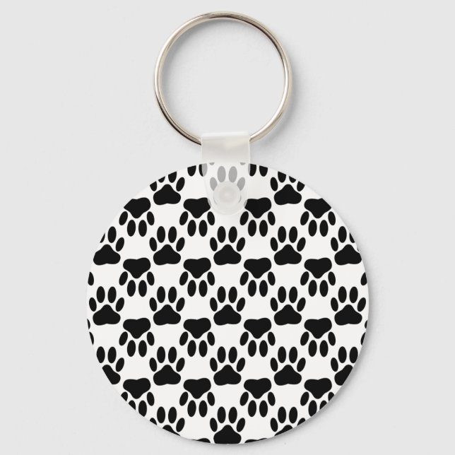 Up And Down Dog Paw Prints Key Ring (Front)