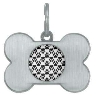 Up And Down Dog Paw Prints Pet Tag