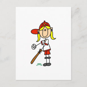 Up at Bat Girl Baseball Player Tshirts Postcard