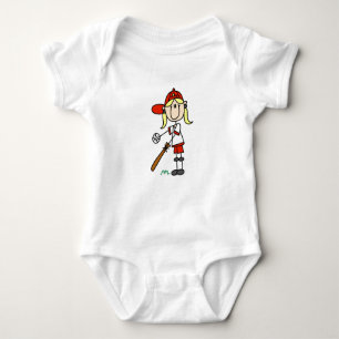 Up At Bat Girl Stick Figure Baseball Gifts Baby Bodysuit