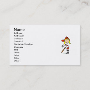 Up At Bat Girl Stick Figure Baseball Gifts Business Card