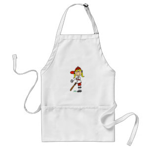 Up At Bat Girl Stick Figure Baseball Gifts Standard Apron