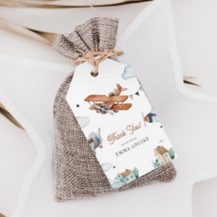 Up & Away, Vintage Watercolor Airplane Baby Shower Gift Tags