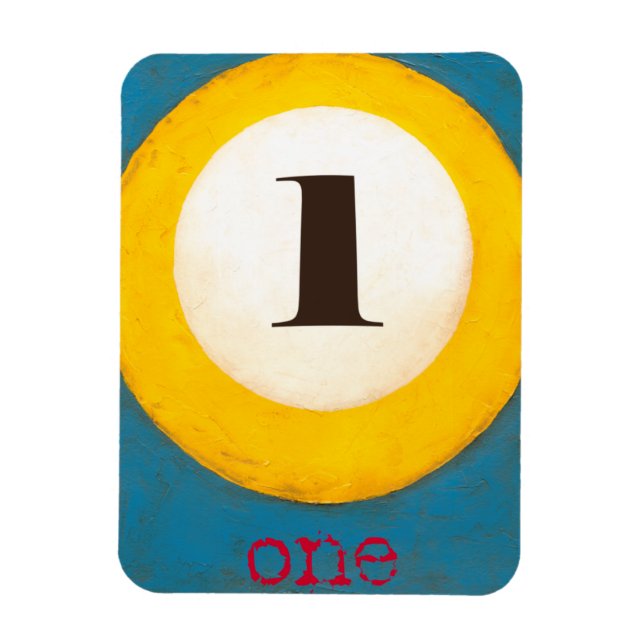 Up Close Painting of Number One Pool Ball Magnet (Vertical)