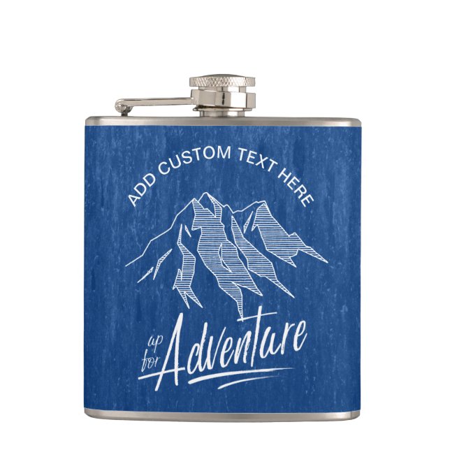 Up For Adventure Mountains ID358 Hip Flask (Front)