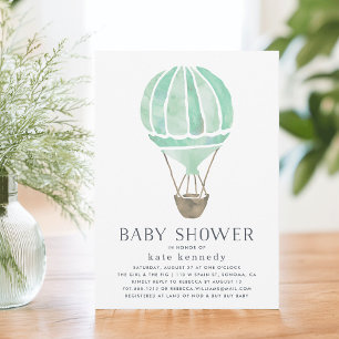 Up in the Air Baby Shower Invitation   Mint