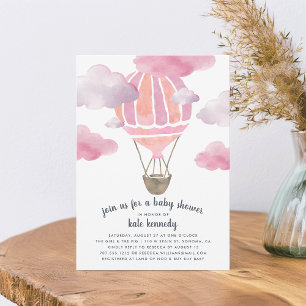 Up in the Air Baby Shower Invitation   Pink